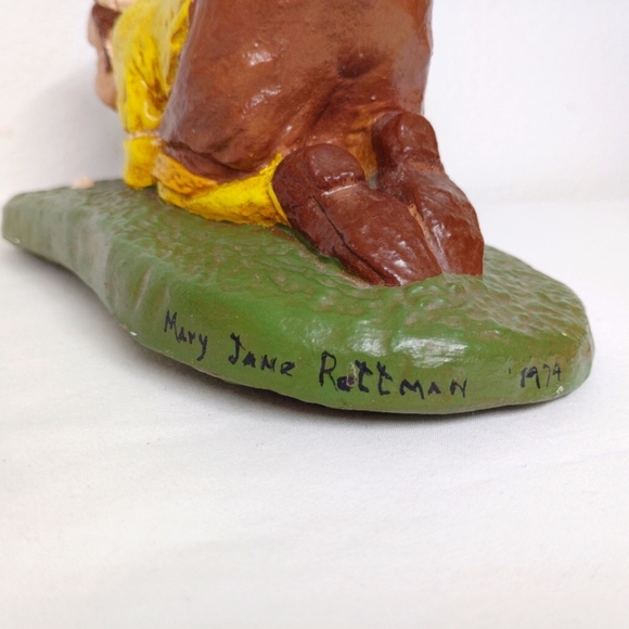 Rottman Golf Figurine Golfer Blow Ball Huff Puff Yellow Plaster Signed 1974 - Picture 7 of 12